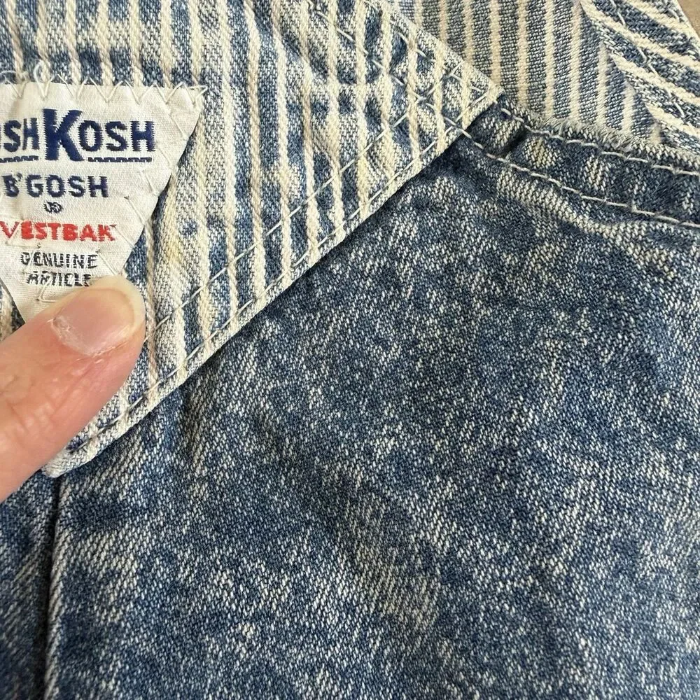 Vintage OshKosh Bgosh Jean Stripe Toddler Overalls Bundle 2T/3T USA Lot Vestback